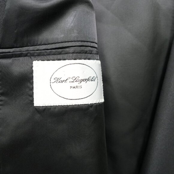Karl Lagerfeld Vintage Men's Wool Black Tuxedo Blazer Jacket 43L Double Breasted - Picture 7 of 8